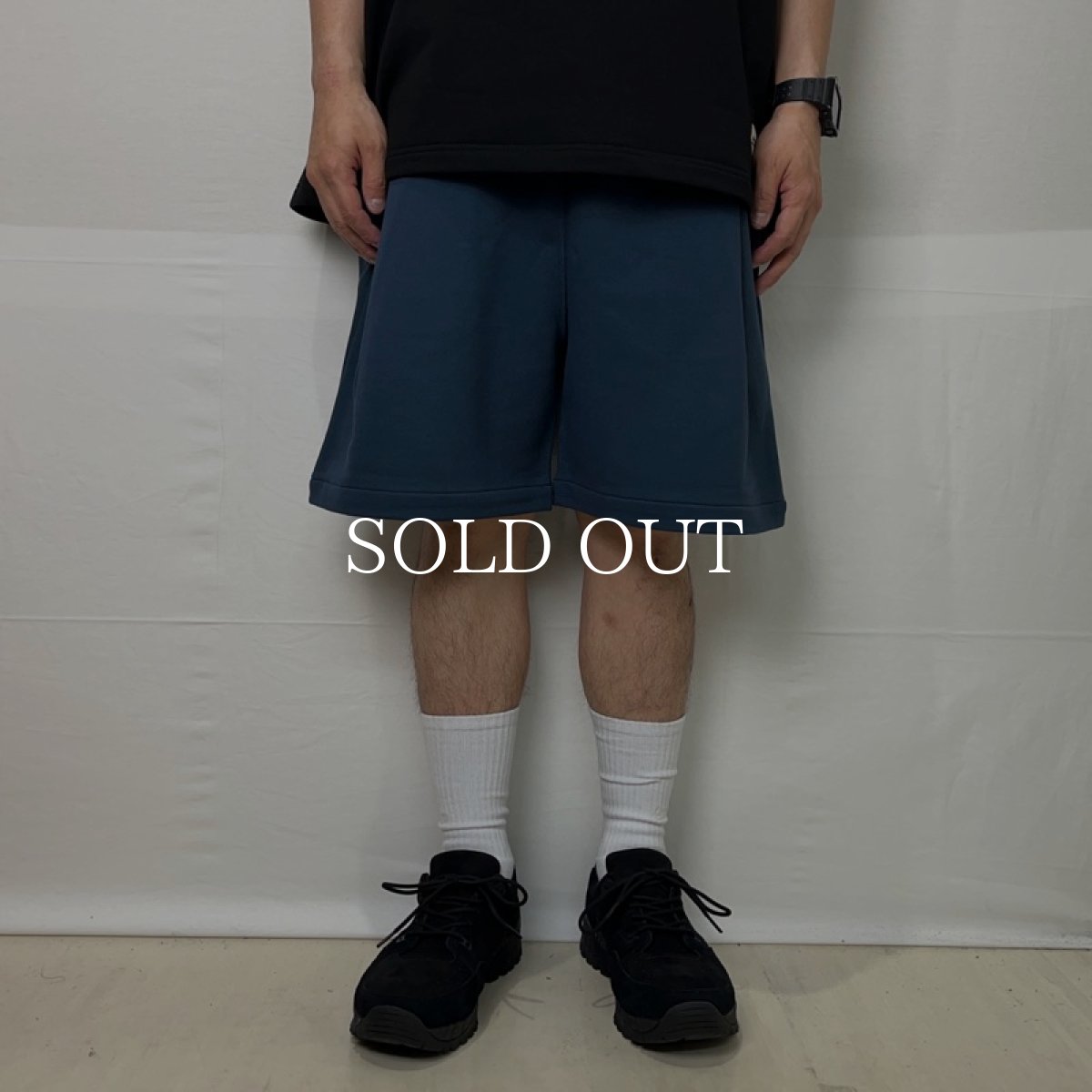 画像2: COOTIE   Inlay Sweat 1 Tuck Easy Shorts (Smoke Navy) (2)