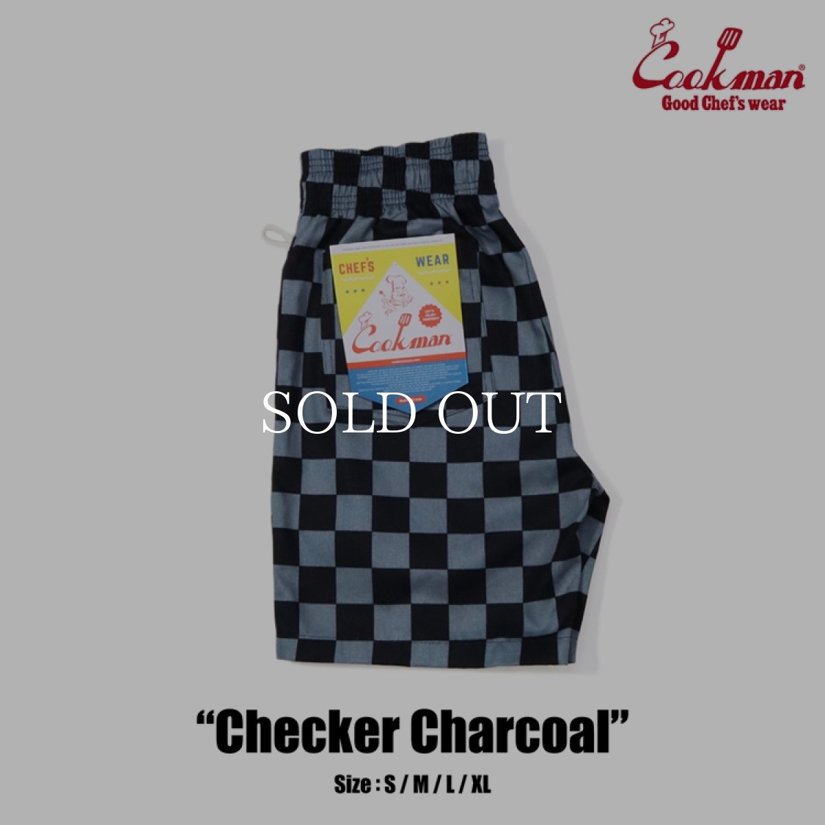 画像1: COOKMAN  Chef Pants Short Checker (Charcoal) (1)