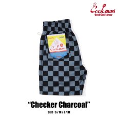 画像1: COOKMAN  Chef Pants Short Checker (Charcoal) (1)