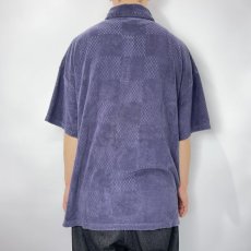 画像7: CALEE  CALEE Checker pile jacquard wide silhouette polo shirt (Dark Purple) (7)