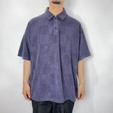 画像6: CALEE  CALEE Checker pile jacquard wide silhouette polo shirt (Dark Purple) (6)