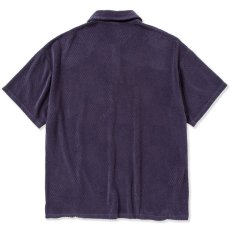 画像2: CALEE  CALEE Checker pile jacquard wide silhouette polo shirt (Dark Purple) (2)