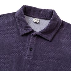 画像3: CALEE  CALEE Checker pile jacquard wide silhouette polo shirt (Dark Purple) (3)