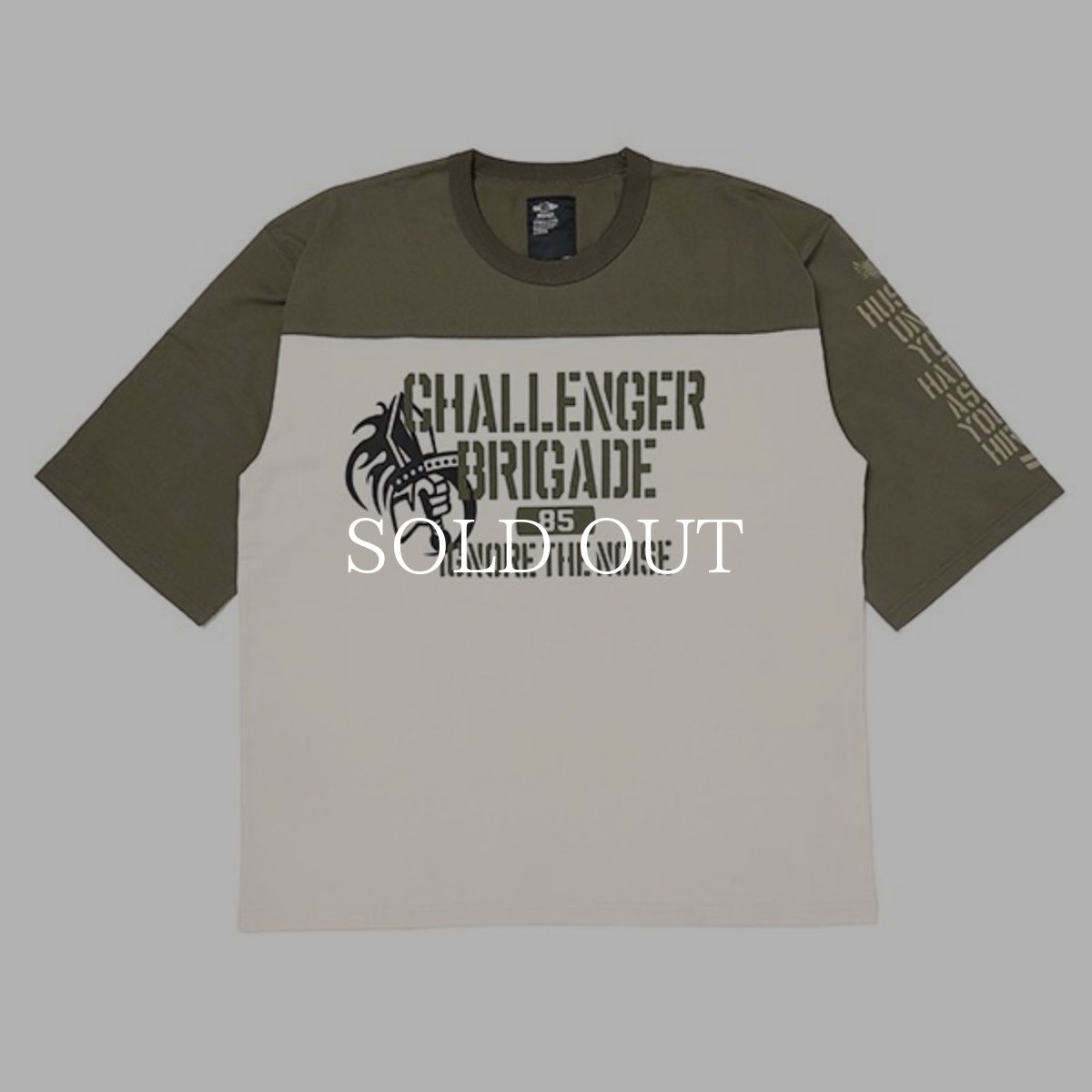 画像1: CHALLENGER  Q/S ARMY FOOTBALL TEE   (OLIVE × WHITE) (1)