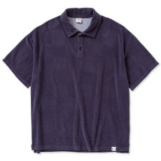 画像1: CALEE  CALEE Checker pile jacquard wide silhouette polo shirt (Dark Purple) (1)