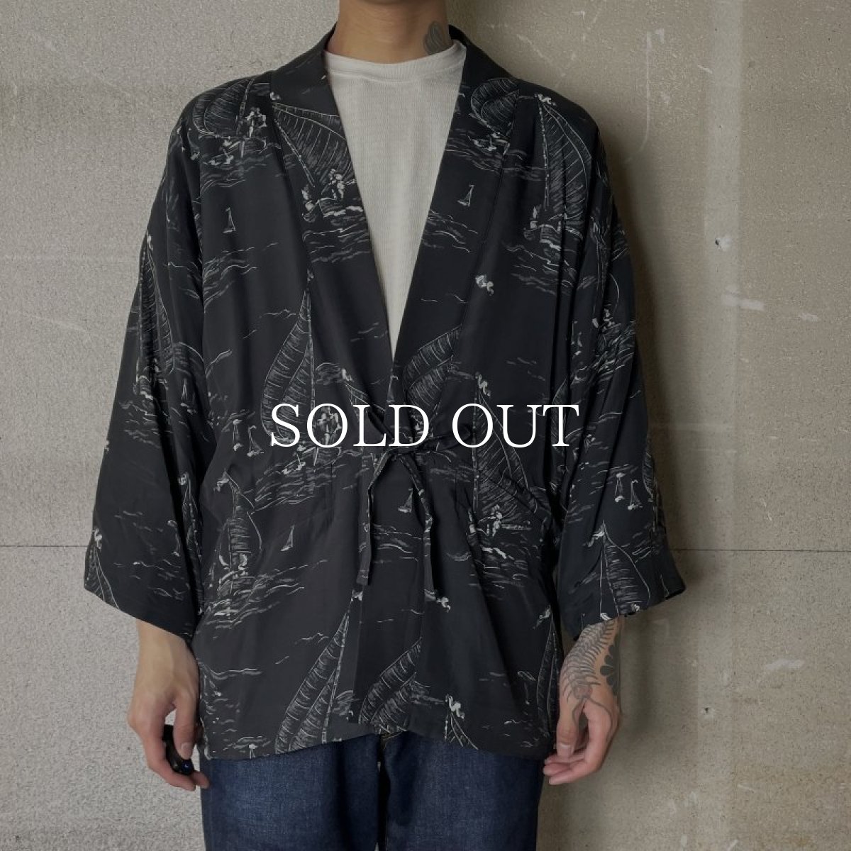 画像5: OLD JOE   ORIENTAL FRONT BEACH SHIRTS (MARINE) (BLACK) (5)