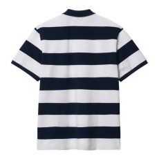 画像2: CARHARTT WIP  S/S DAMPIER PIQUE POLO (Dampier Stripe, Atom Blue / White) (2)