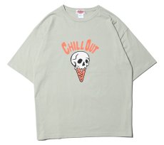 画像1: CUTRATE  SKULL CREAM LOGO DROPSHOULDER S/S T-SHIRT (SAGE GREEN) (1)