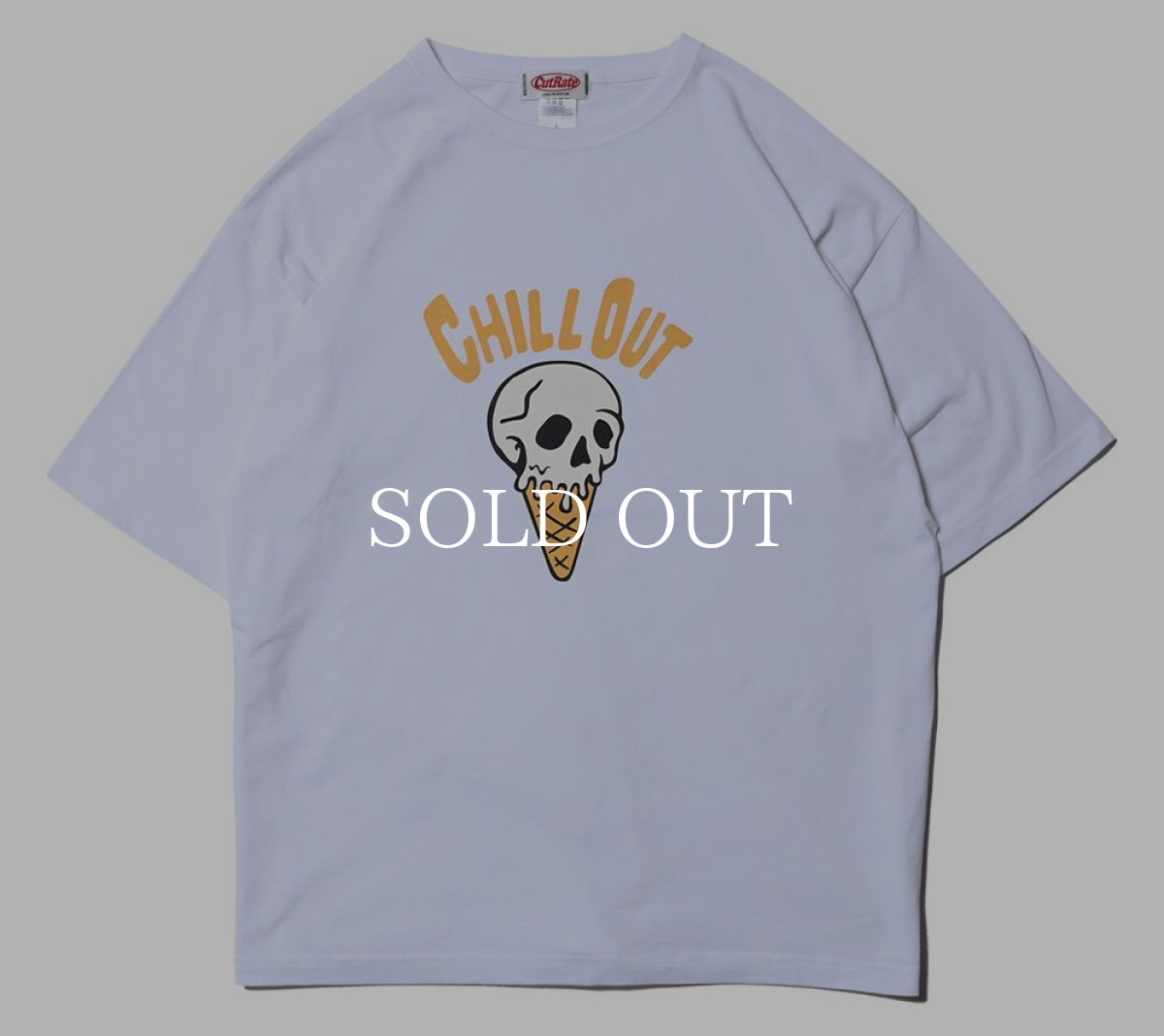 画像1: CUTRATE  SKULL CREAM LOGO DROPSHOULDER S/S T-SHIRT (WHITE) (1)