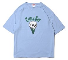 画像1: CUTRATE  SKULL CREAM LOGO DROPSHOULDER S/S T-SHIRT (BLUE) (1)