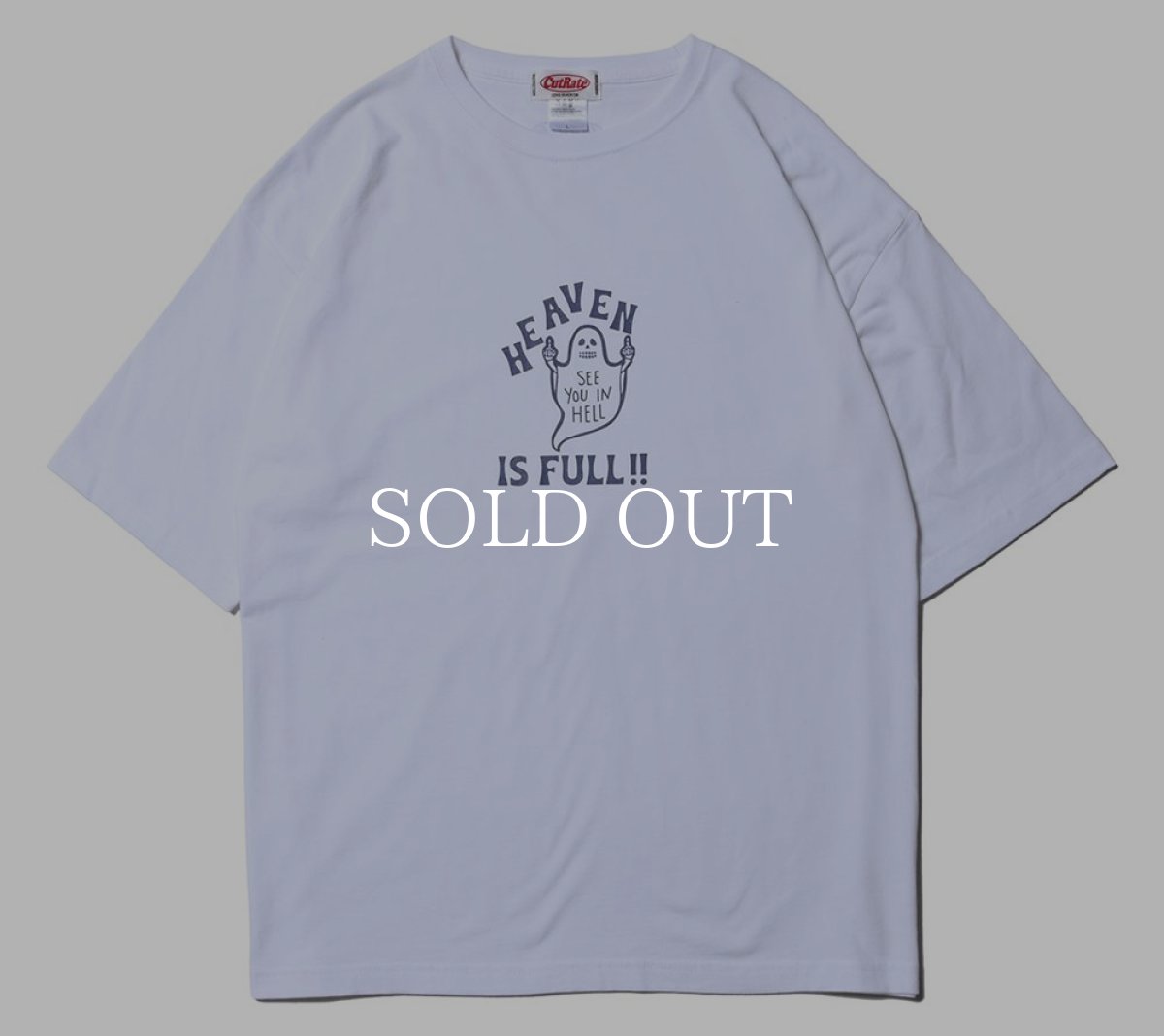 画像1: CUTRATE  HEAVEN IS FULL LOGO DROPSHOULDER S/S T-SHIRT (WHITE) (1)