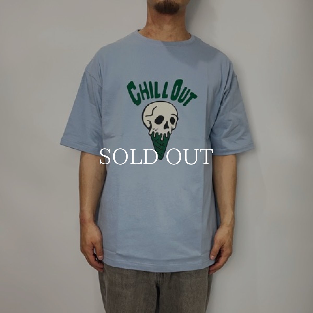 画像3: CUTRATE  SKULL CREAM LOGO DROPSHOULDER S/S T-SHIRT (BLUE) (3)