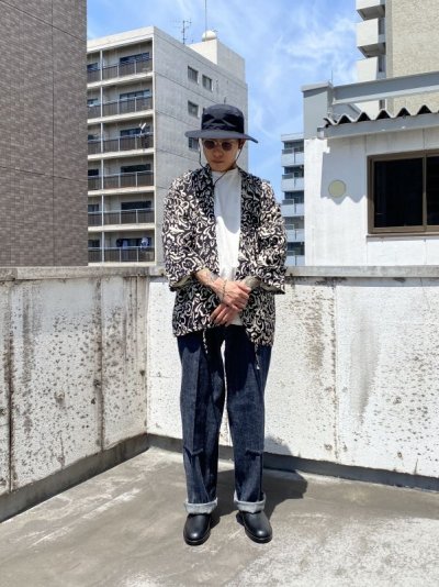 画像1: OLD JOE   ORIENTAL FRONT BEACH SHIRTS (FLOWER) (BLACK)