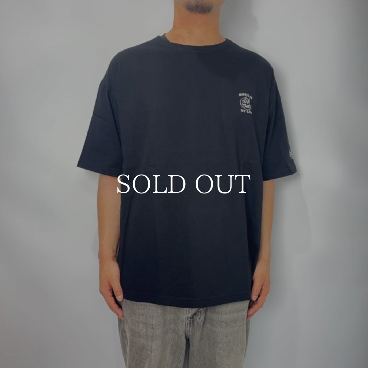 画像3: CUTRATE  SKULL RECORD LOGO DROPSHOULDER S/S T-SHIRT (BLACK) (3)