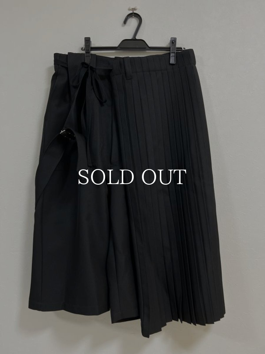 画像1: KIDILL  FOLD PLEATS PANTS POLYESTER TWILL (BLACK) (1)