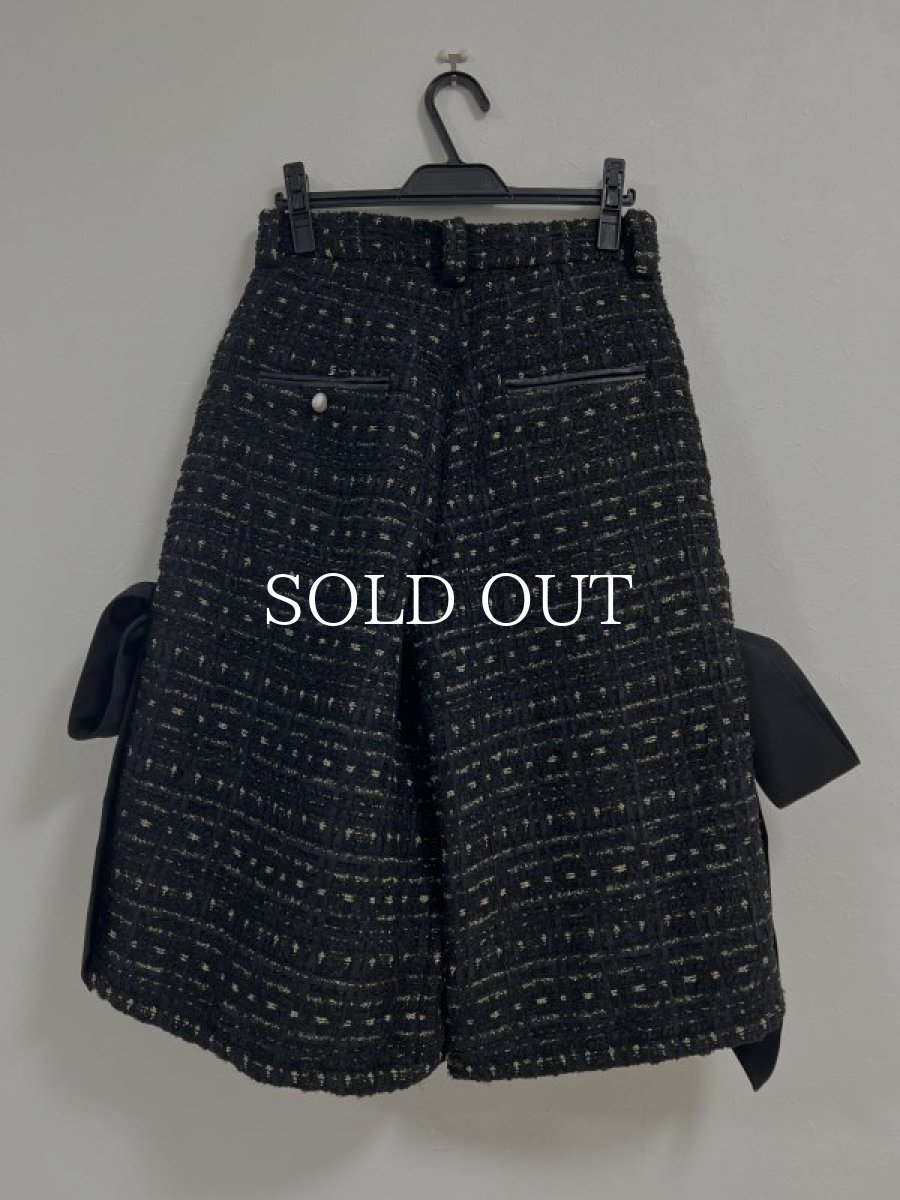 画像2: KIDILL  RIBBON SHORT PANTS LILY-YARN TWEED (BLACK) (2)