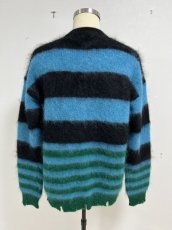 画像2: KIDILL  MOHAIR BORDER KNIT (BLACK × SKY BLUE × GREEN) (2)