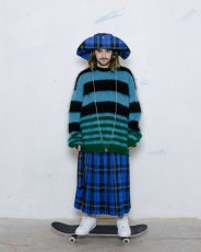 画像3: KIDILL  MOHAIR BORDER KNIT (BLACK × SKY BLUE × GREEN) (3)