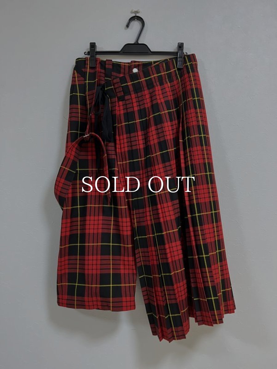 画像1: KIDILL  FOLD PLEATS PANTS BRITISH TARTAN (RED TARTAN) (1)