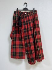 画像1: KIDILL  FOLD PLEATS PANTS BRITISH TARTAN (RED TARTAN) (1)