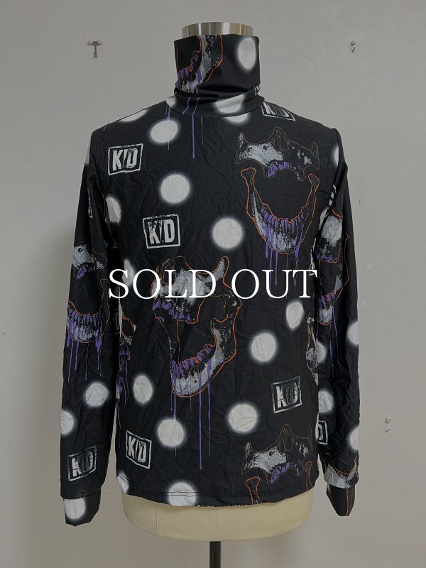 KIDILL HIGH NECK CRINKLE JERSEY PULLOVER SKULL PRINT PATTERN