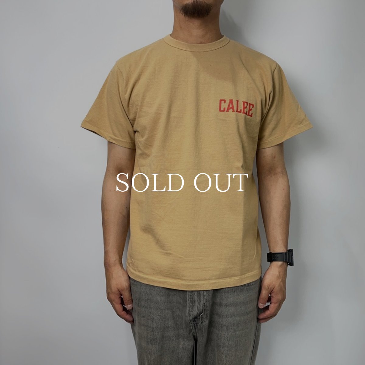 画像3: CALEE  ×MIHO MURAKAMI Binder neck CL butterfly logo vintage t-shirt (Beige) (3)