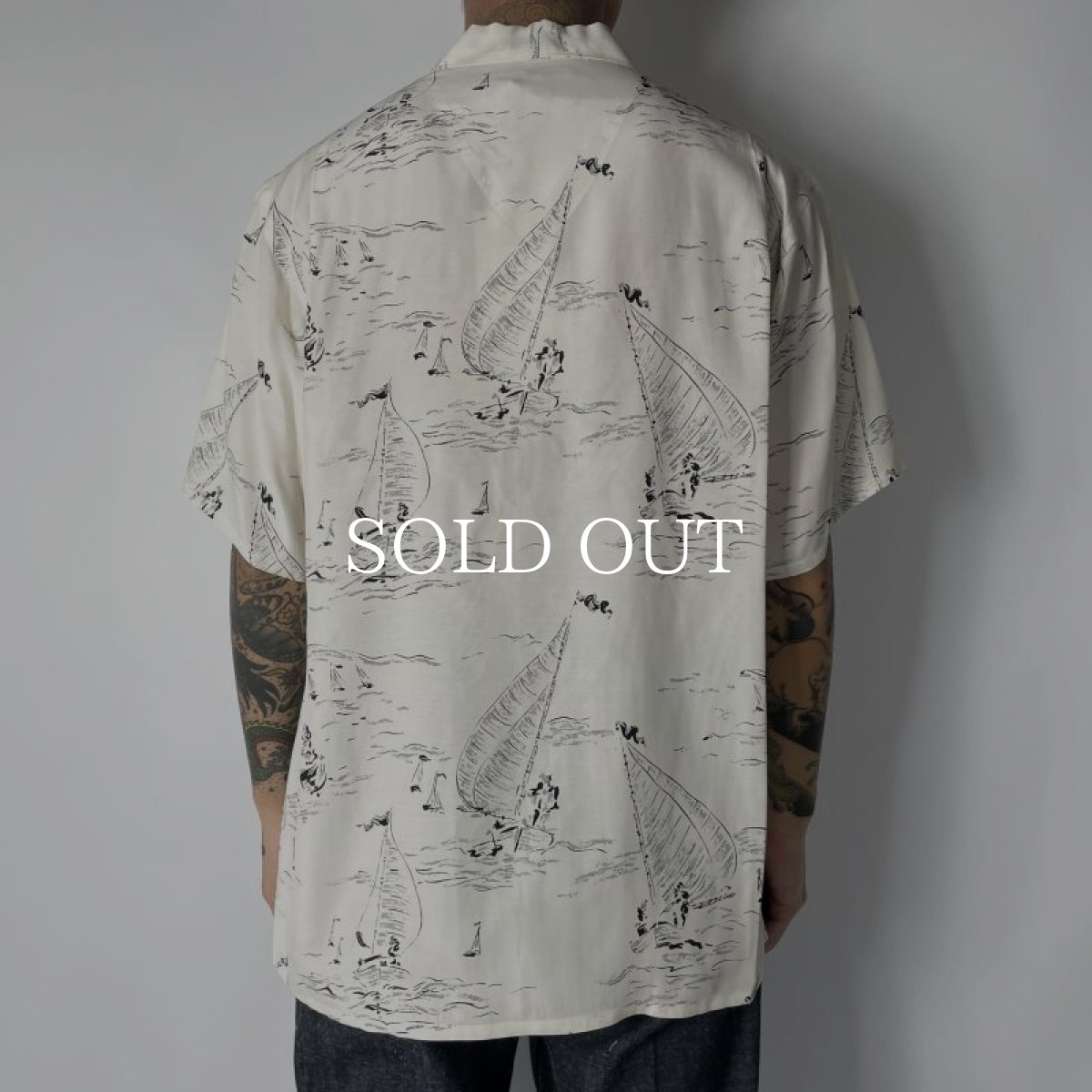 画像7: OLD JOE   ORIGINAL PRINTED OPEN COLLAR SHIRTS (MARINE) Short-sleeve (BONE) (7)