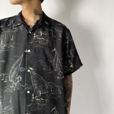 画像2: OLD JOE   ORIGINAL PRINTED OPEN COLLAR SHIRTS (MARINE) Short-sleeve (BLACK) (2)