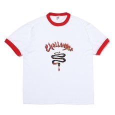 画像1: CHALLENGER  BURNING SNAKE RINGER TEE (WHITE×RED) (1)