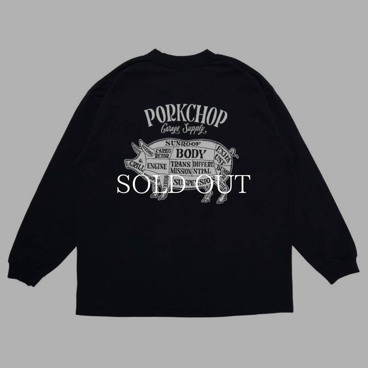画像2: PORKCHOP GARAGE SUPPLY  PORK BACK L/S TEE (BLACK) (2)