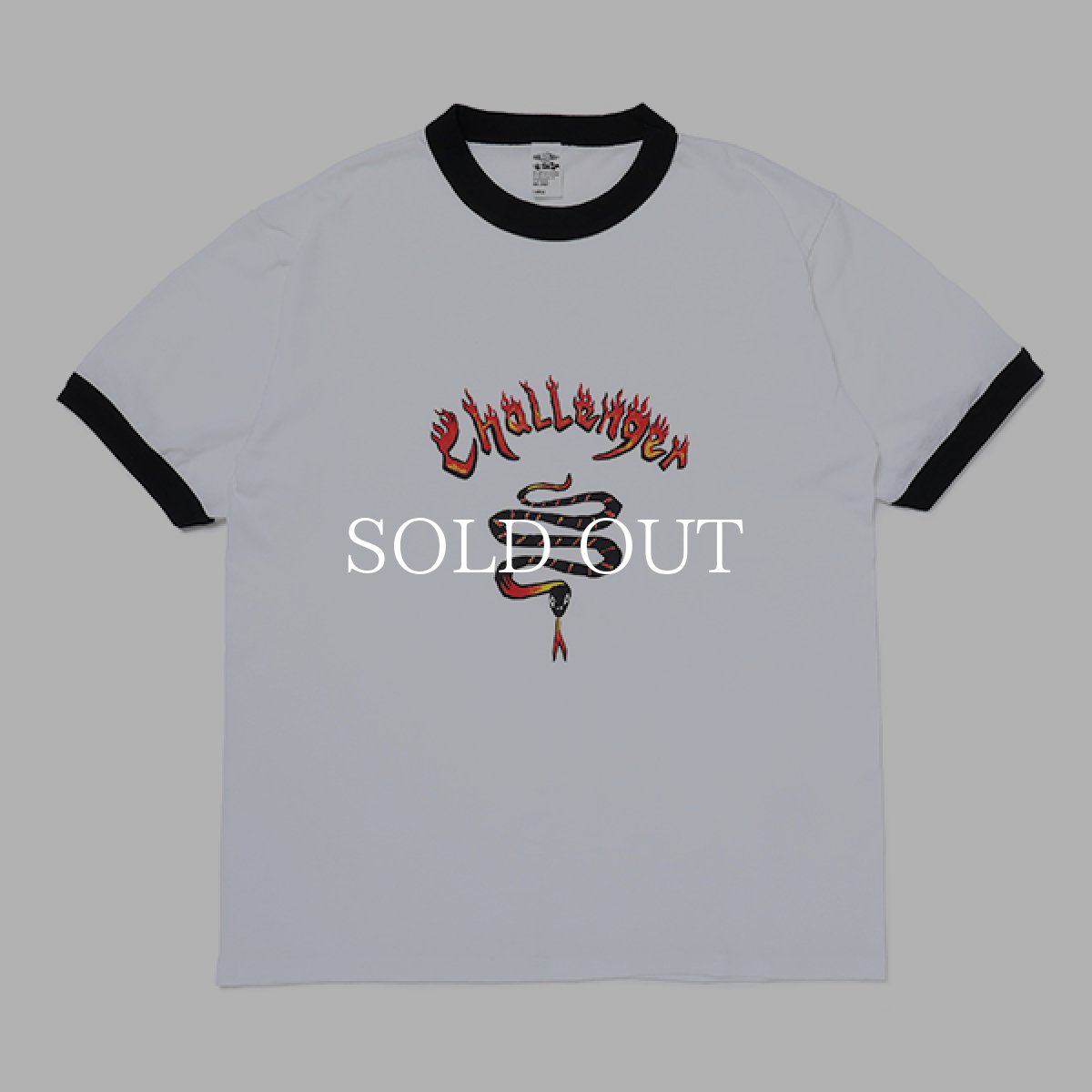 画像1: CHALLENGER  BURNING SNAKE RINGER TEE (WHITE×BLACK) (1)