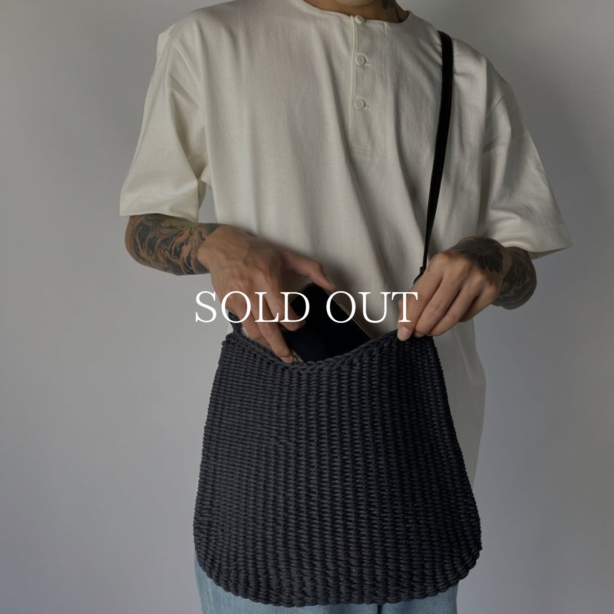 画像7: OLD JOE   PRIMITIVE WOVEN FISHING BAG (BLACK) (7)