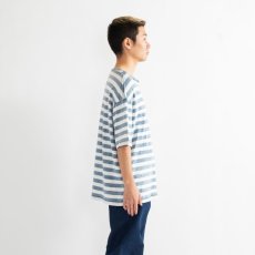 画像3: APPLEBUM  Bleach Indigo Border Pocket T-shirt (Light Blue Border) (3)