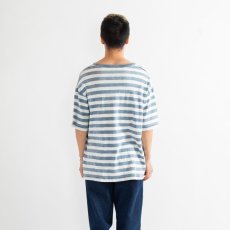 画像4: APPLEBUM  Bleach Indigo Border Pocket T-shirt (Light Blue Border) (4)