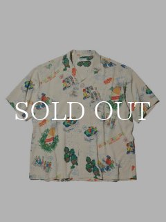 美品 ラディアル 23ss HOT DUB ダンス 手捺染 ハワイアン シャツ RADIALL HOT DUB-OPEN COLLARED SHIRT S/S (Ivory) RAD-23SS