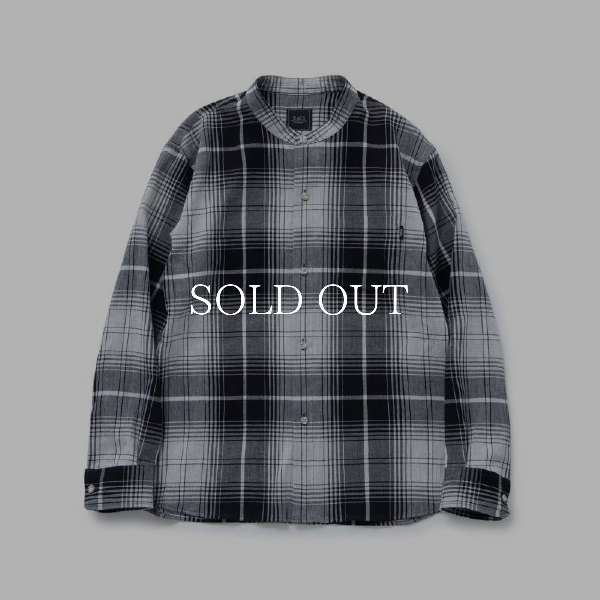 画像1: RATS  STAND COLLAR CHECK SHIRT (GRAY CHECK) (1)