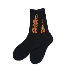 画像1: CHALLENGER  FLAMES SOCKS (BLACK) (1)