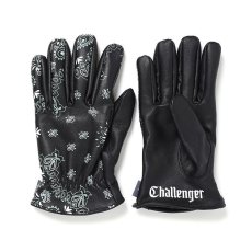 画像1: CHALLENGER  BANDANA LEATHER GLOVE (BLACK) (1)