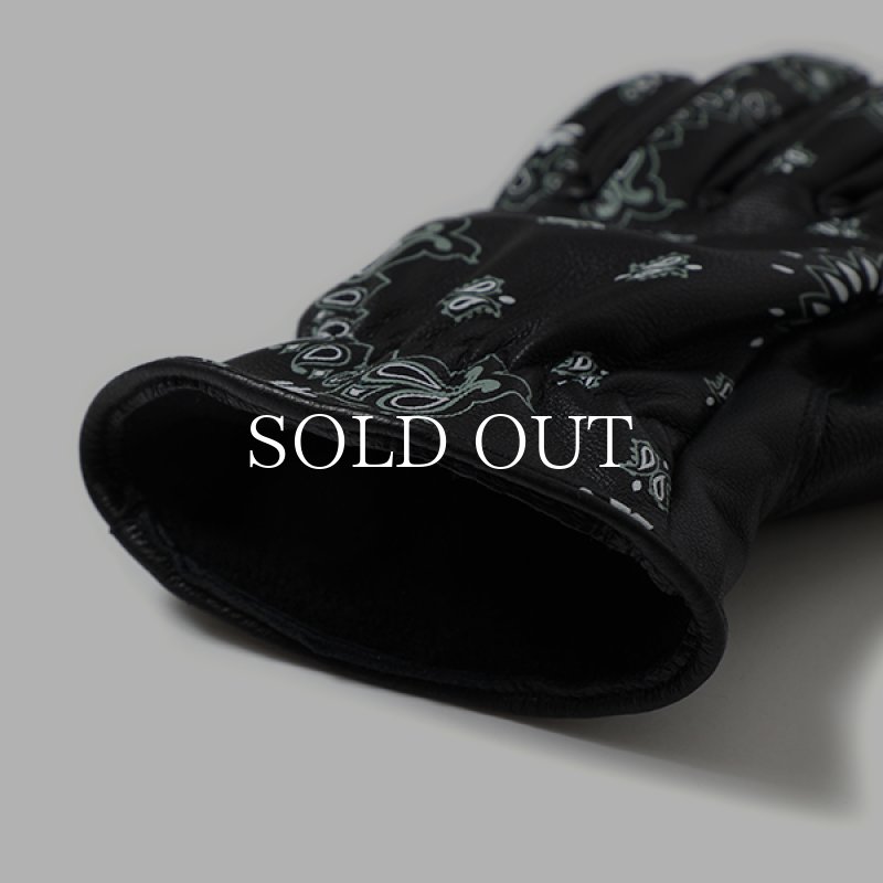 CHALLENGER BANDANA LEATHER GLOVE LOGO ロゴ CHALLENGER/BANDANA LEATHER GLOVE（BLACK）［バンダナレザー
