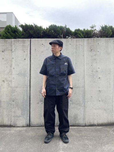 画像1: Back Channel  UTILITY HALF SLEEVE SHIRT (NAVY)