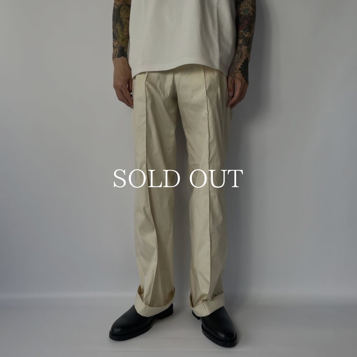 画像2: OLD JOE   FRONT TUCK ARMY TROUSER (BUTTER) (2)