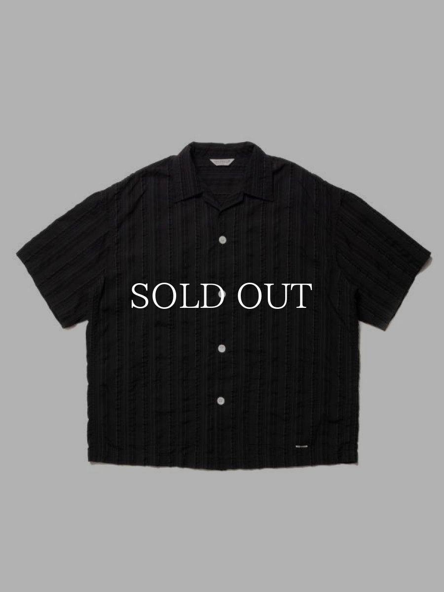 画像1: COOTIE   Stripe Sucker Cloth Open Collar S/S Shirt (Black) (1)