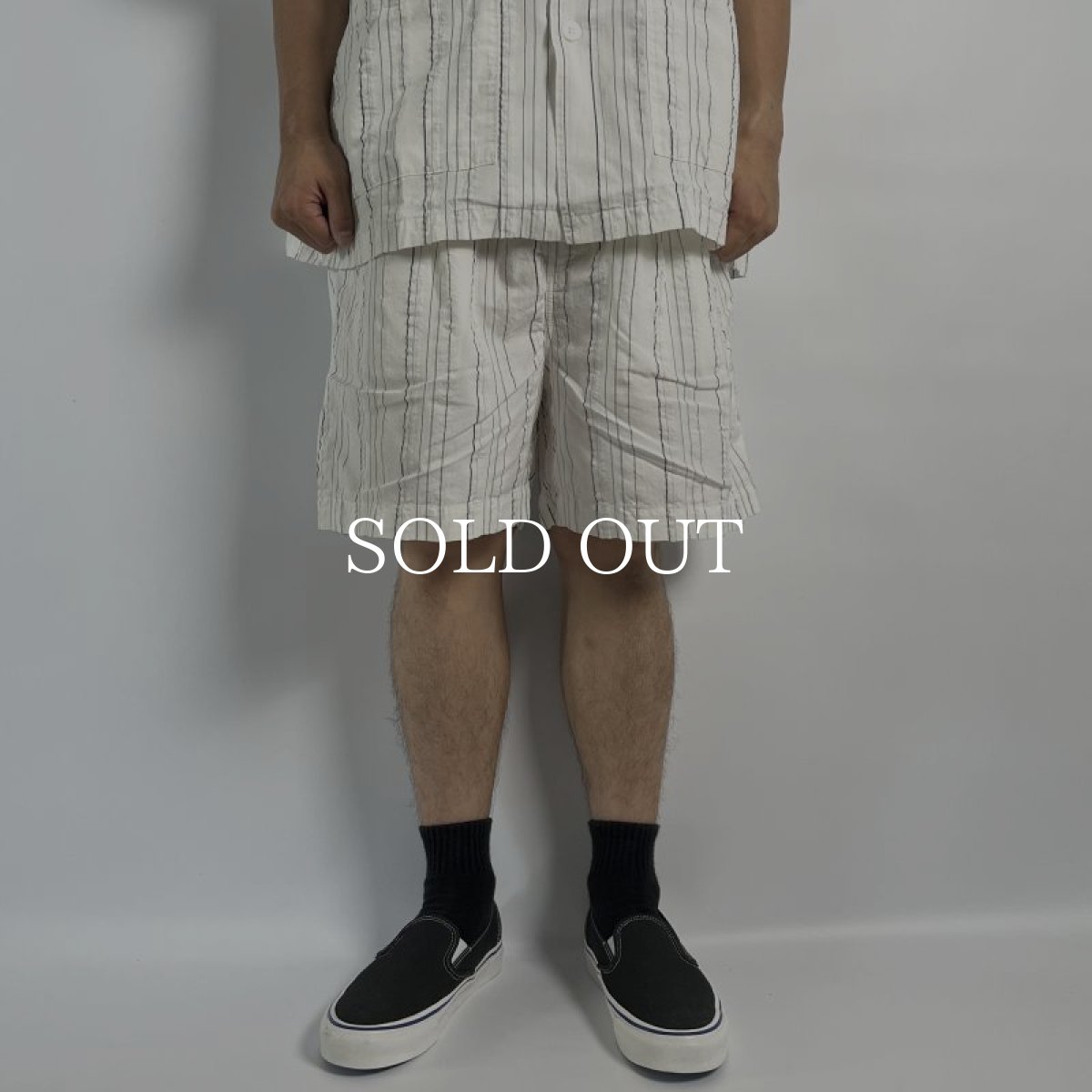 画像3: COOTIE   Stripe Sucker Cloth 2 Tuck Easy Shorts (White) (3)
