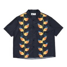 画像1: CHALLENGER  S/S FLAME LEAF SHIRT (BLACK) (1)