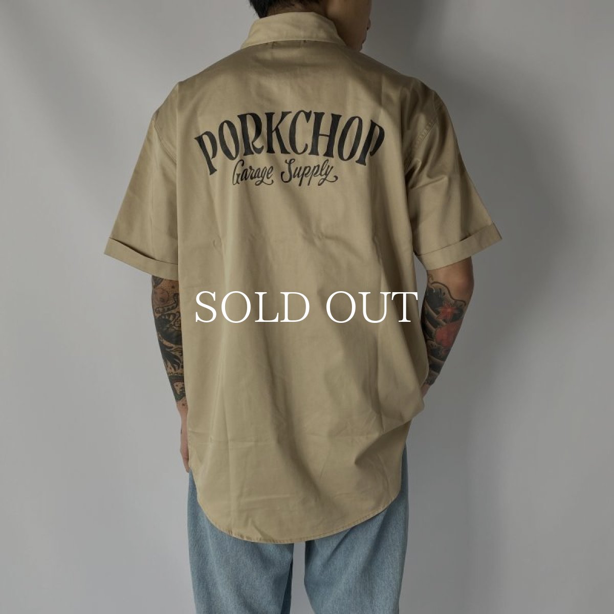 画像8: PORKCHOP GARAGE SUPPLY  ROUNDED WAPPEN WORK SHIRT (BEIGE) (8)