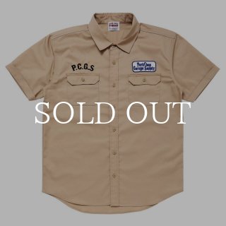 PORKCHOP GARAGE SUPPLY ROUNDED WAPPEN WORK SHIRT (BEIGE