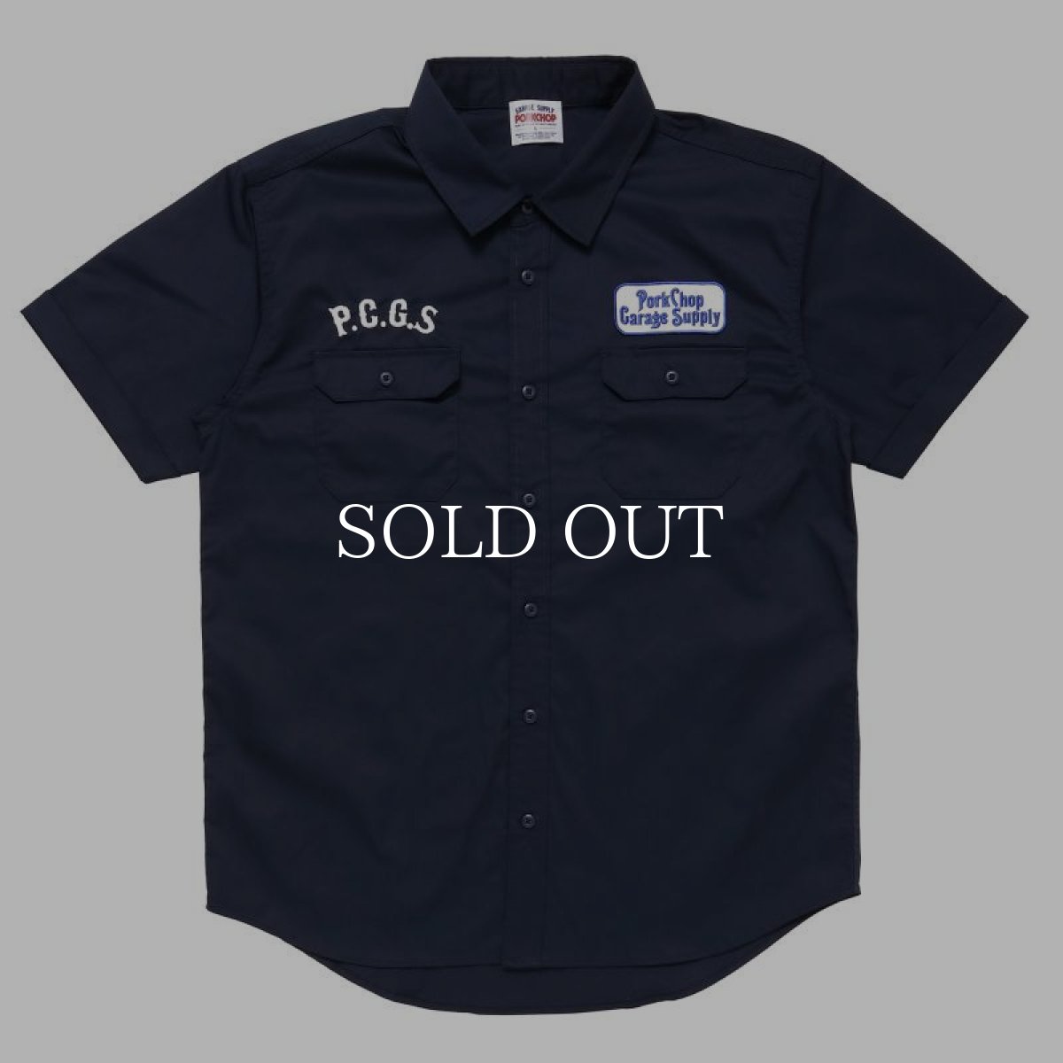 画像1: PORKCHOP GARAGE SUPPLY  ROUNDED WAPPEN WORK SHIRT (DARK NAVY) (1)