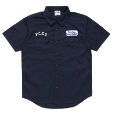 画像1: PORKCHOP GARAGE SUPPLY  ROUNDED WAPPEN WORK SHIRT (DARK NAVY) (1)