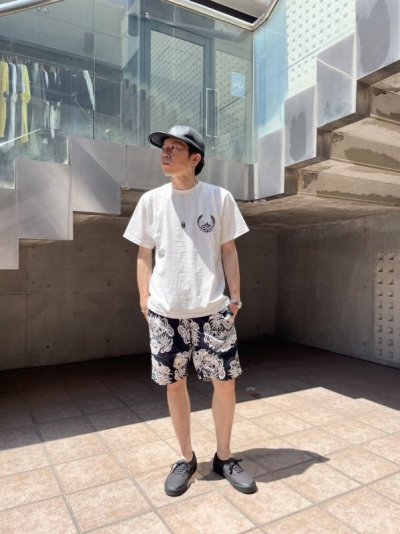 画像1: RATS  ZIP COTTON SHORTS PRINT (BLACK)