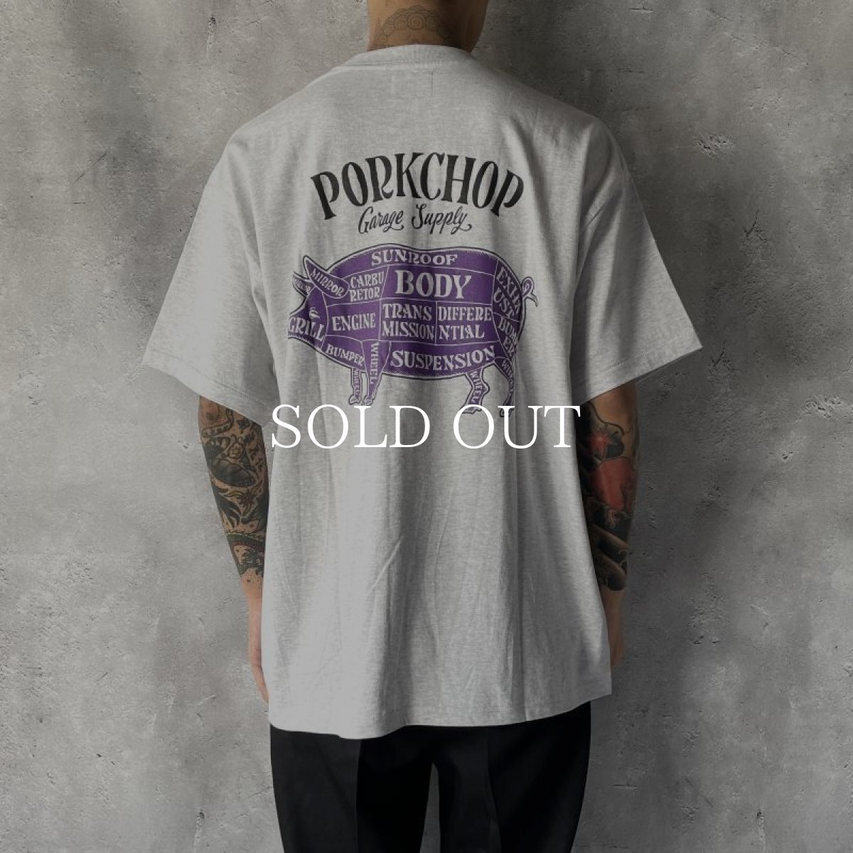 画像6: PORKCHOP GARAGE SUPPLY  PORK BACK TEE (GRAY×BKPR) (6)